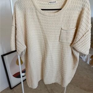 Cream Textured Short Sleeve Top